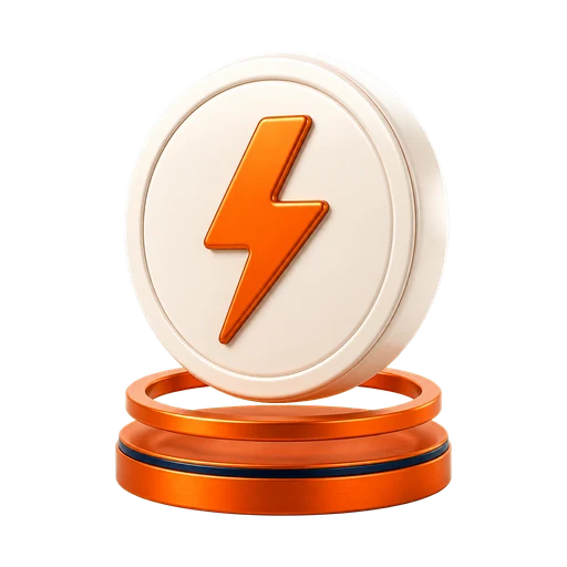 Icône 3D d’activation rapide avec éclair orange